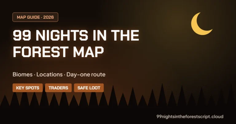 99 Nights in the Forest map with all locations and biomes